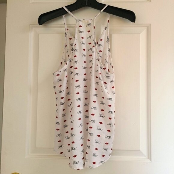 Japna Love Kiss Graphic Halter Sleeveless Tie Top Size Medium - Picture 2 of 5